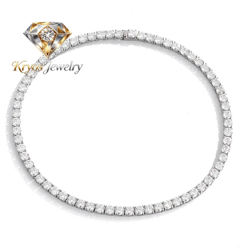 

Kryos Jewelry Luxury Solid Platinum PT950 Women's 1 karat Moissanite Diamond Necklace 6.5mm Four Claw Tennis Neck Chain