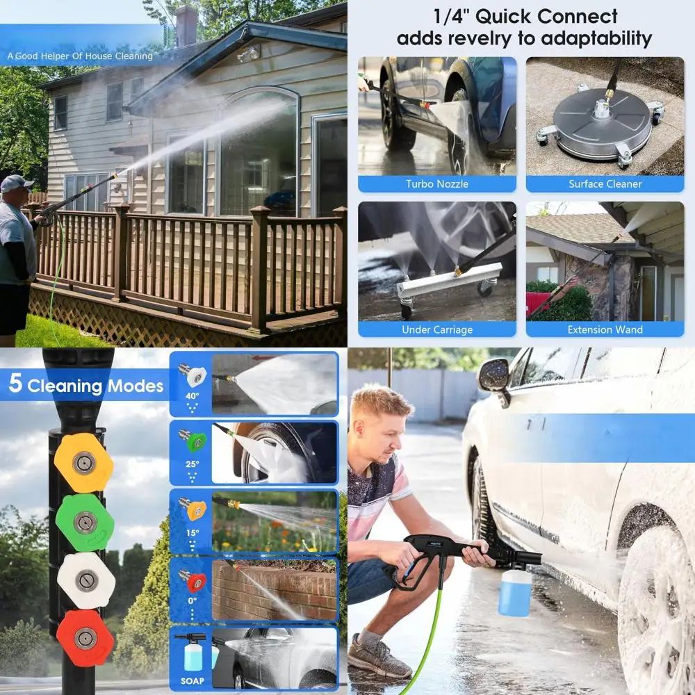 

Электрическая мойка высокого давления 3300 PSI с отсоединяемой насадкой-пушкой, портативный очиститель, шланг 10 м, 4 насадки и бутылка для моющего средства для автомобилей