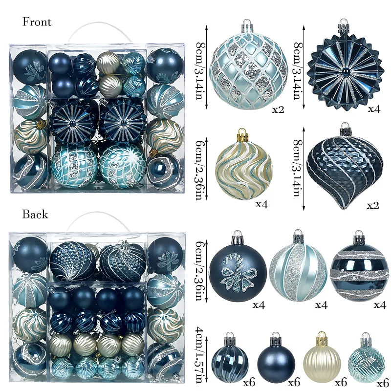 48pcs 4/6/8 Painted Christmas Ball Ornaments luxury Christmas Tree Party Decoration New Christmas Spheres Pendant Set 2026