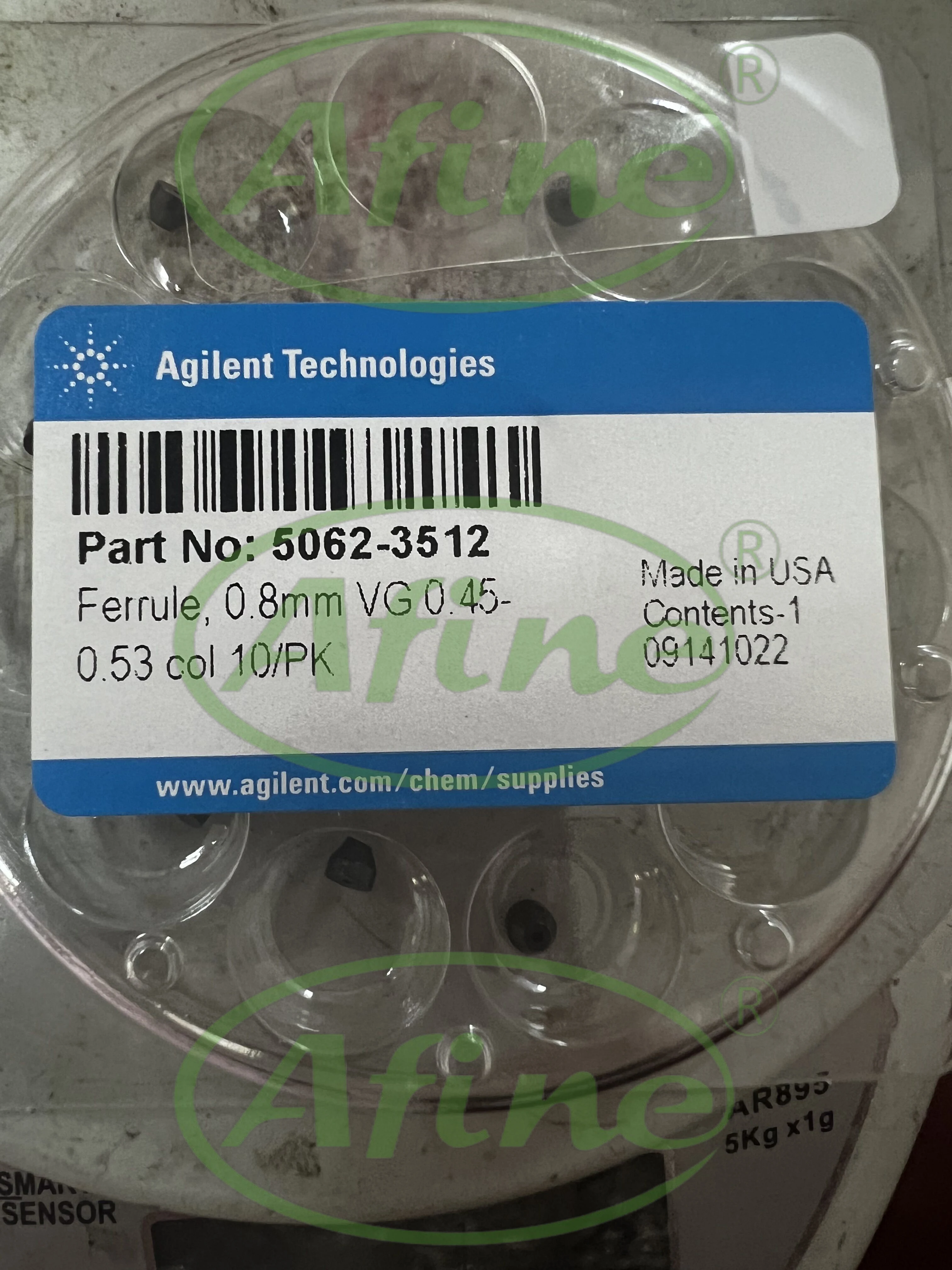 

AFINE Agilent Instrument Supplies for GC/MS,5062-3512,Ferrule, 0.8 mm id, 15% graphite/85% Vespel, 0.45 to 0.53 mm column, 10/pk