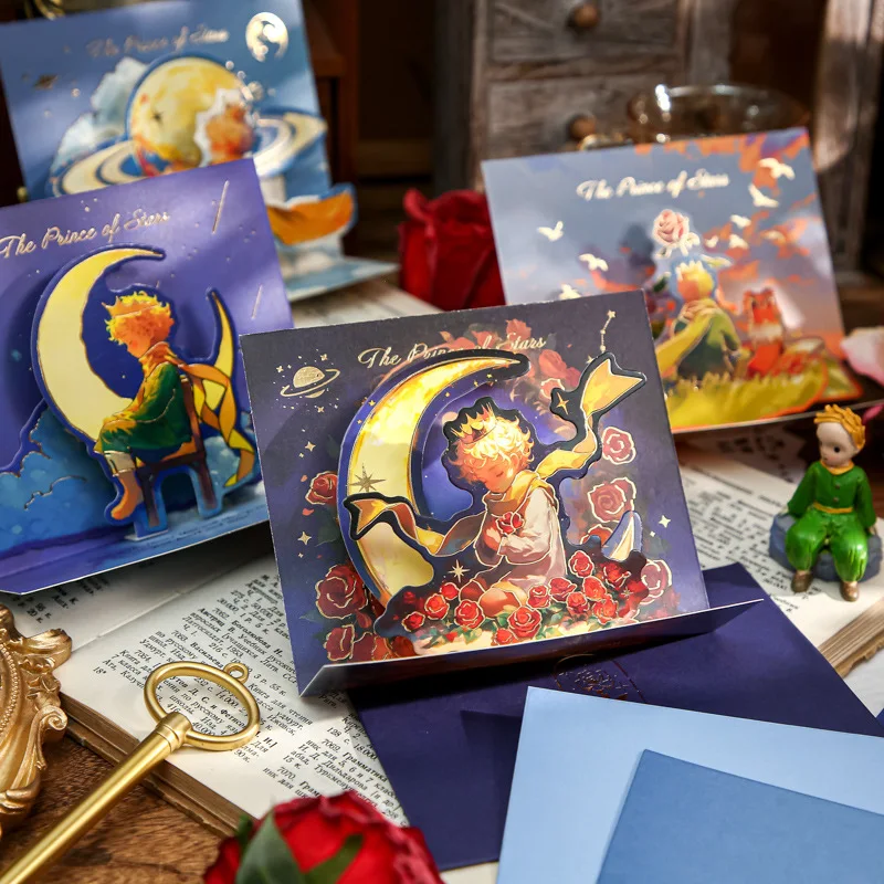 

Принц, ручная роспись, трехмерная позолоченная поздравительная открытка, благословение на день рождения, памятная поздравительная открытка с сообщением