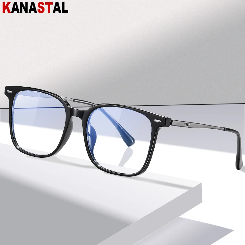 Men Titanium Eyeglasses Frame Women Anti Blue Light Glasses TR90 Computer Eyewear CR39 Myopia Lens Prescription Reading Glasses