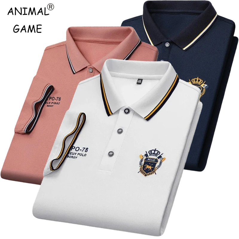 New Mens Embroidered Polo Shirts Summer Short Sleeve Shirt Luxury Top Lapel Streetwear Men Breathable Lightweight T Shirt Homme