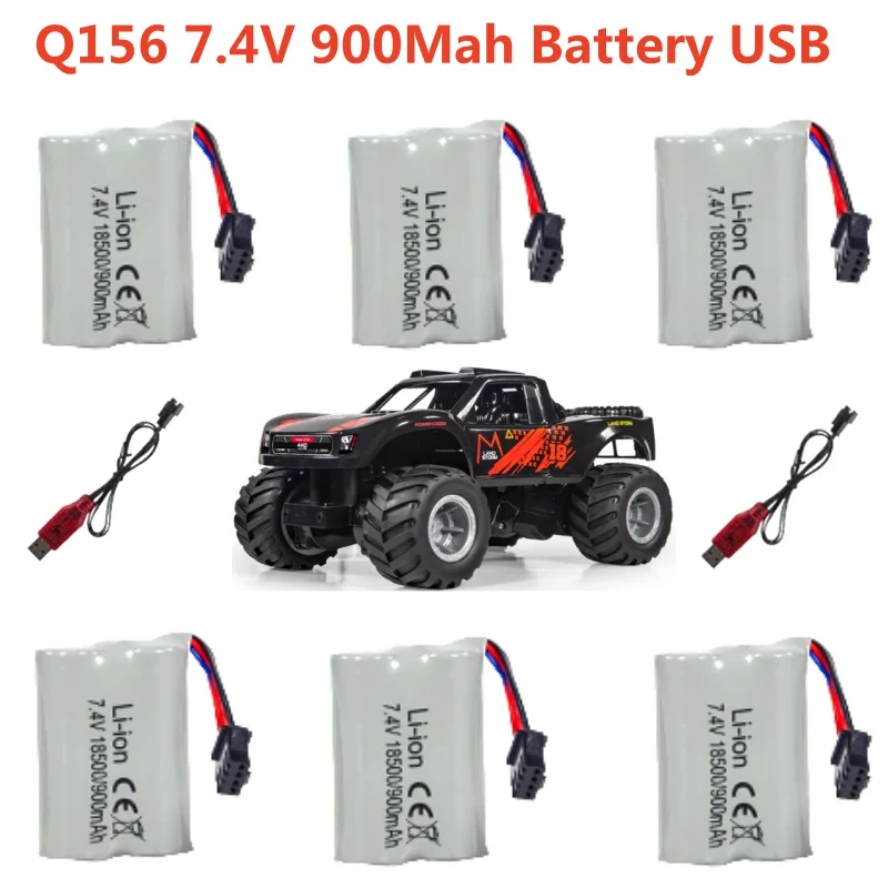 Q156 Carro de controle remoto elétrico, Peças sobressalentes para caminhões RC, Acessórios 4WD, Anfíbio, 7.4V, 900mAh Bateria, Carregador USB, 1:16