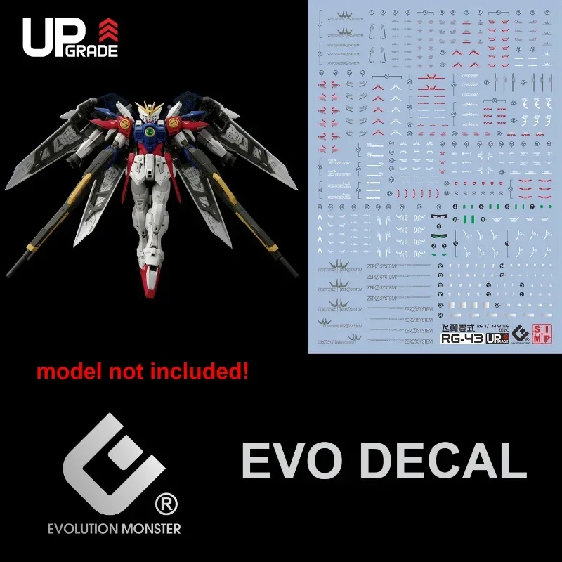 EVO Decal RG43 for RG 1/144 WING ZERO XXXG-OOWO Fluorescent Water Slide Decal for Gunpla Model Assembly Kit Hobby DIY Craft