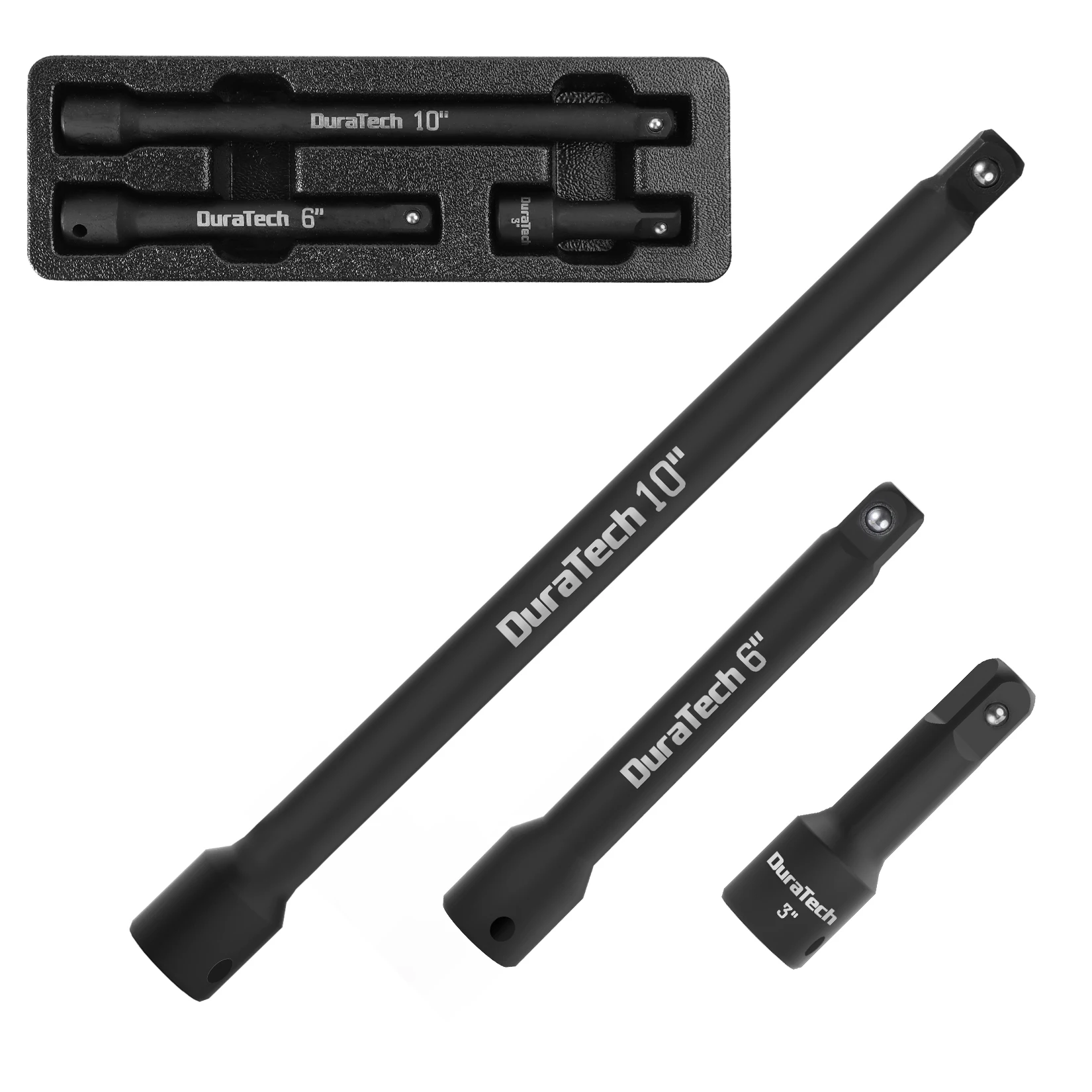 

DURATECH 3PC 1/2" Drive Impact Extension Bar Set, Socket Extensions, 3”, 6” and 10” Length, Premium CR-V Steel