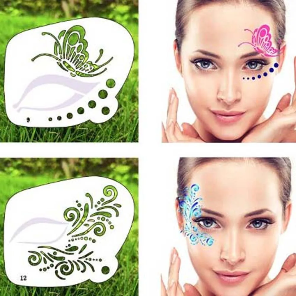 Reusable Face Paint Templates Multiple Pattern Hand Painting Body Art Paint Stencils Decorative Hollowed DIY Makeup Tools