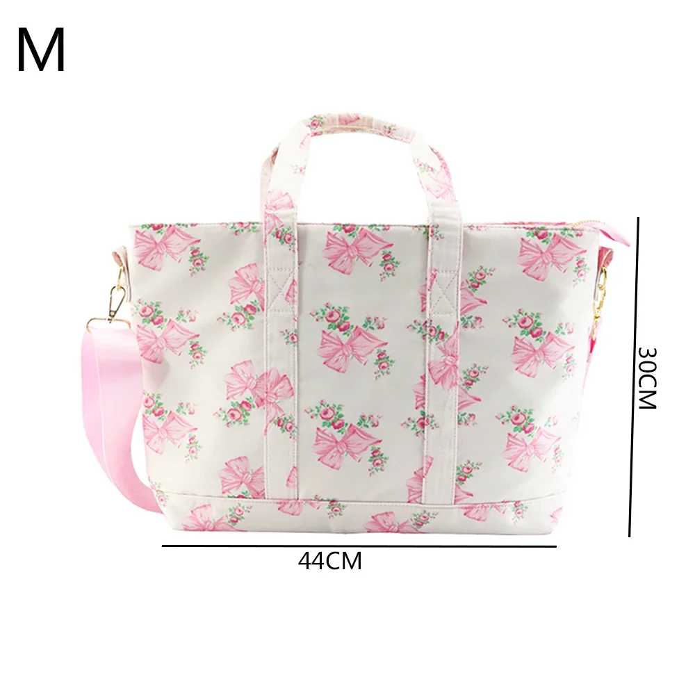 Flowers Bow Printed Nylon Waterproof Travel Make up Pouch Bags Backpack Tote bag Duffle Bag Fanny Pack for Women Girl Ladies