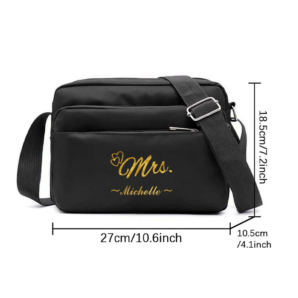Customized Name New Portable Multi-layer Travel and Leisure Simple Black Storage Bag Single Shoulder Crossbody Bag