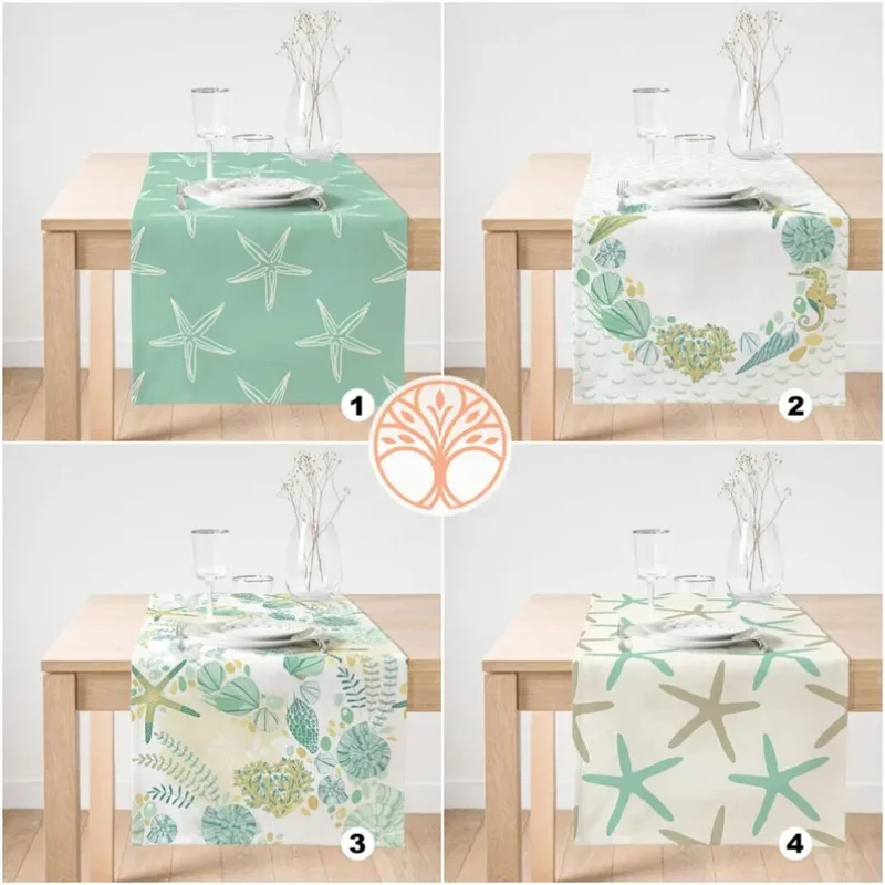 VIKAMA Beach Starfish Table Runner Decorative Navigation Theme Dining Table Decoration Home Decoration