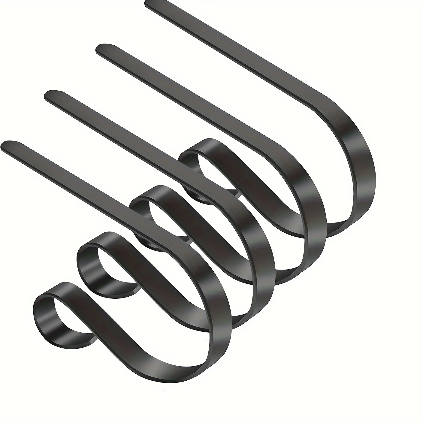 4PCS Heavy-Duty Cast Iron Stocking Holders, Curved S-Hook Christmas/Holiday Stocking Hangers with Sturdy Clips