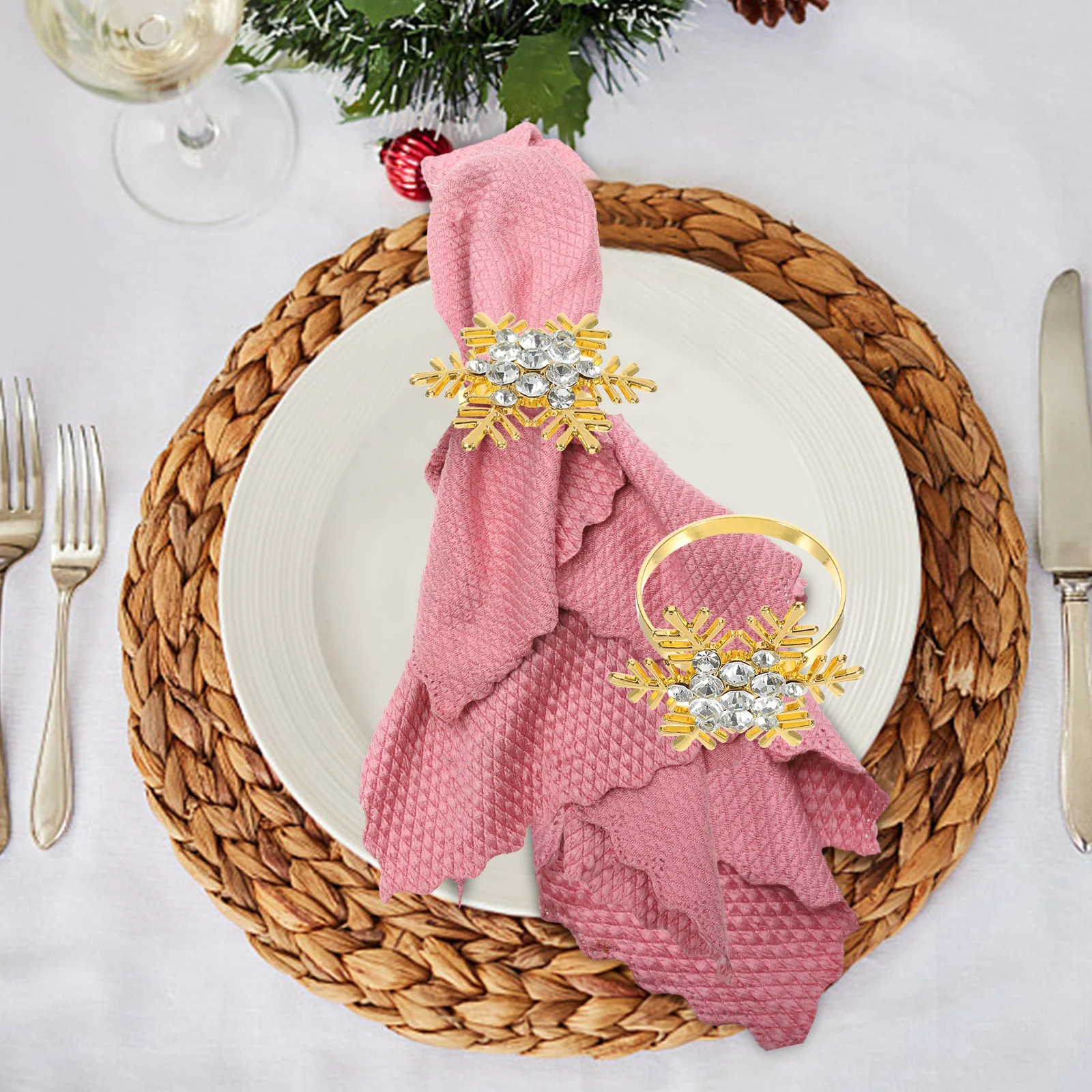 

6pcs Gold Napkin Rings Premium Alloy Decorative Buckles For Wedding Party Table Holiday Picnic Use Kitchen Bar Accessories