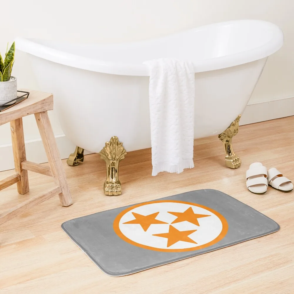 

White & Orange Tri-Star Bath Mat Bathroom Accessory External Entrance Doormat Bathroom Accessories Foot Bathroom Mat