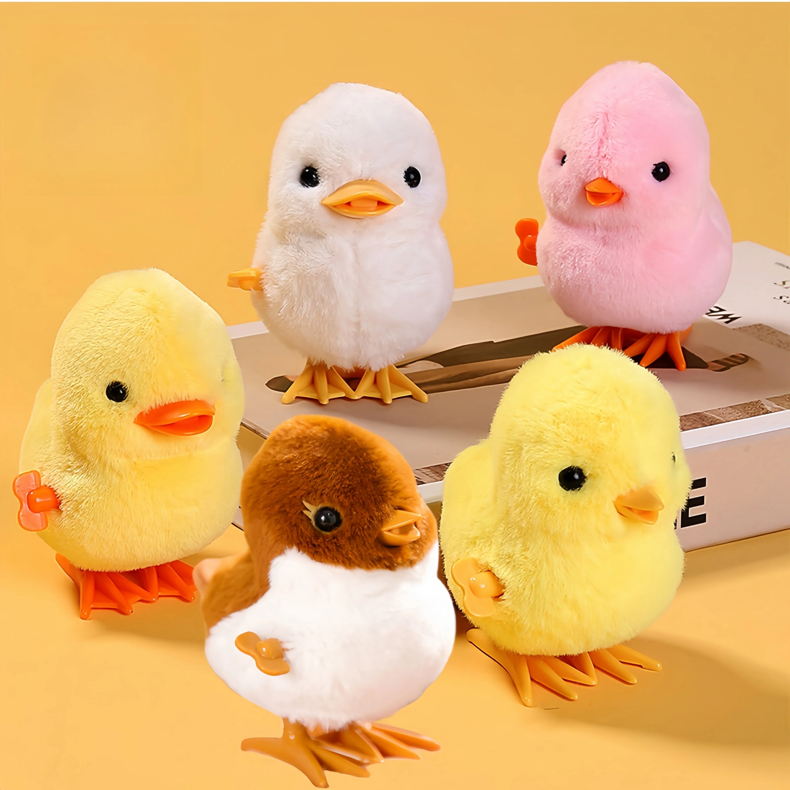 Plush Stuffed Wind - Up Walking Chick Toys Cute Clockwork Interactive Animals Gifts for Kids