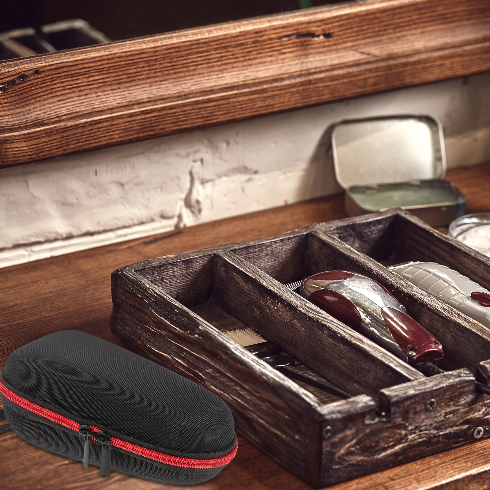 حقيبة حمل منظم للسفر مقاومة للماء ومضادة للصدمات لماكينة حلاقة كهربائية، مادة متينة، مظهر أنيق محمول