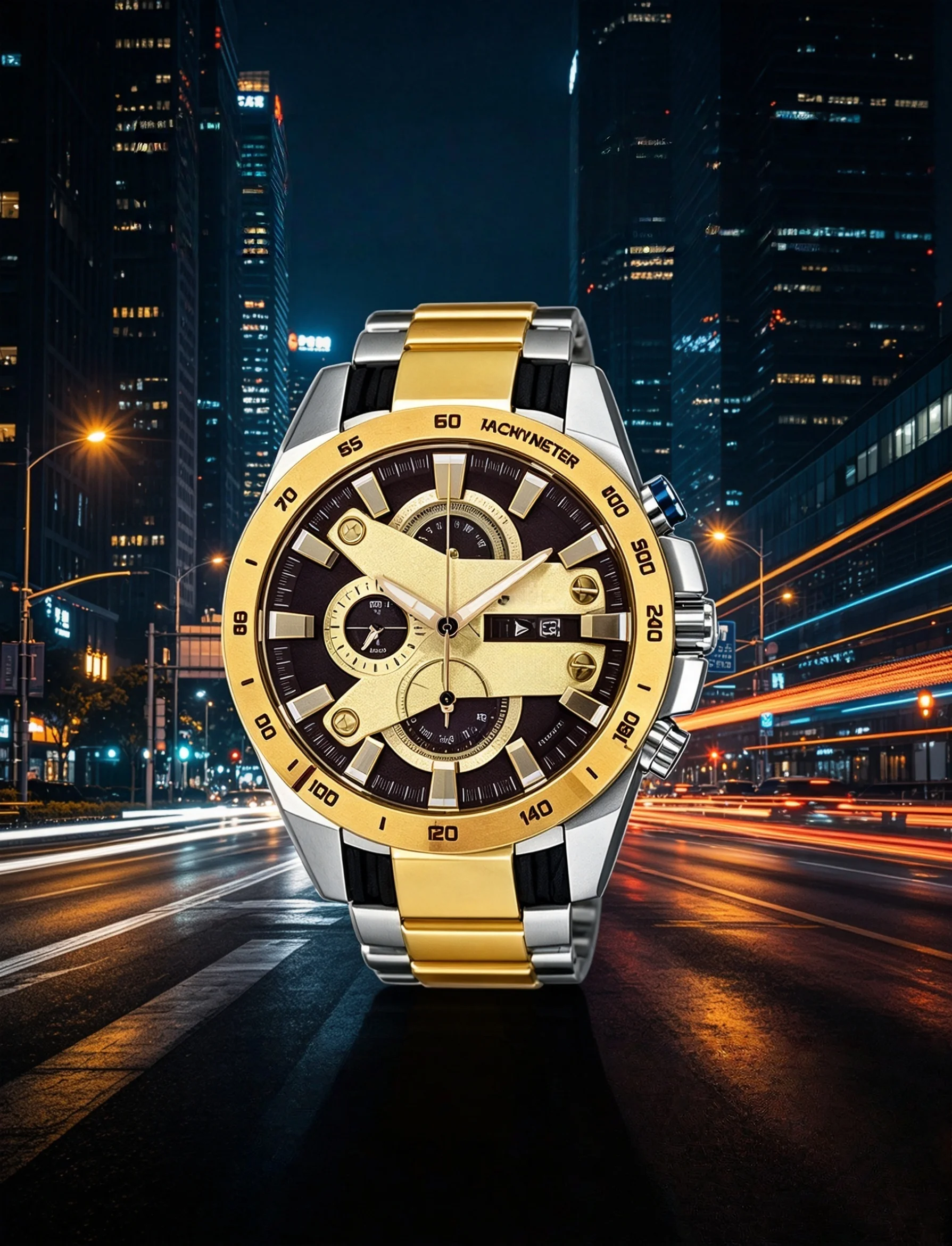 

Gold Series Sports Fashion Quartz Watch: Chronograph, water-resistant, with a unique dial design