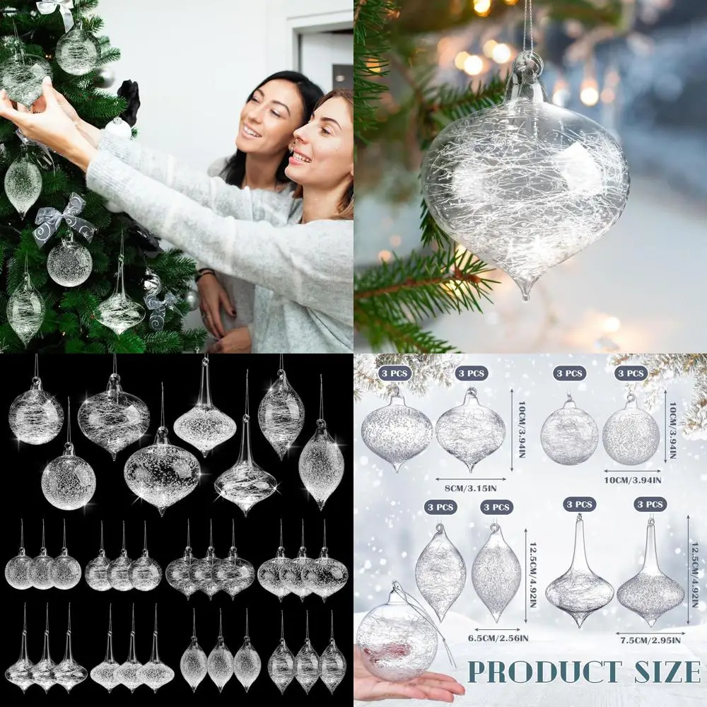 

Clear Glass Christmas Ornaments, Assorted Sizes, Iridescent Decoration Balls, Gorgeous Xmas Tree Home Decorations