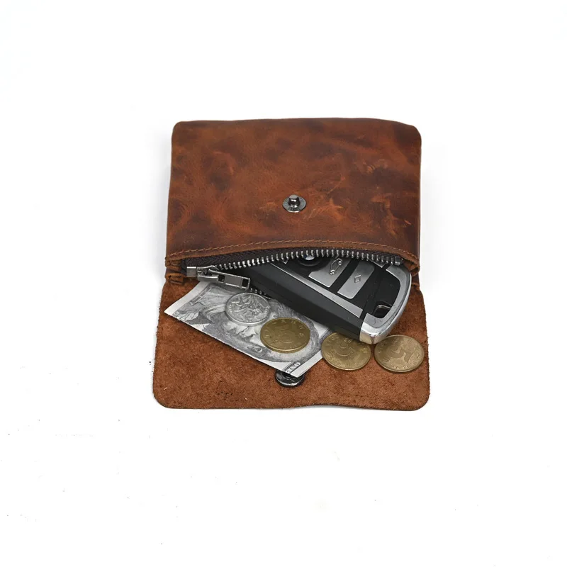 LD-LQ003X Men's and women's first layer cowhide leather wallet short three fold multifunctional coin bag