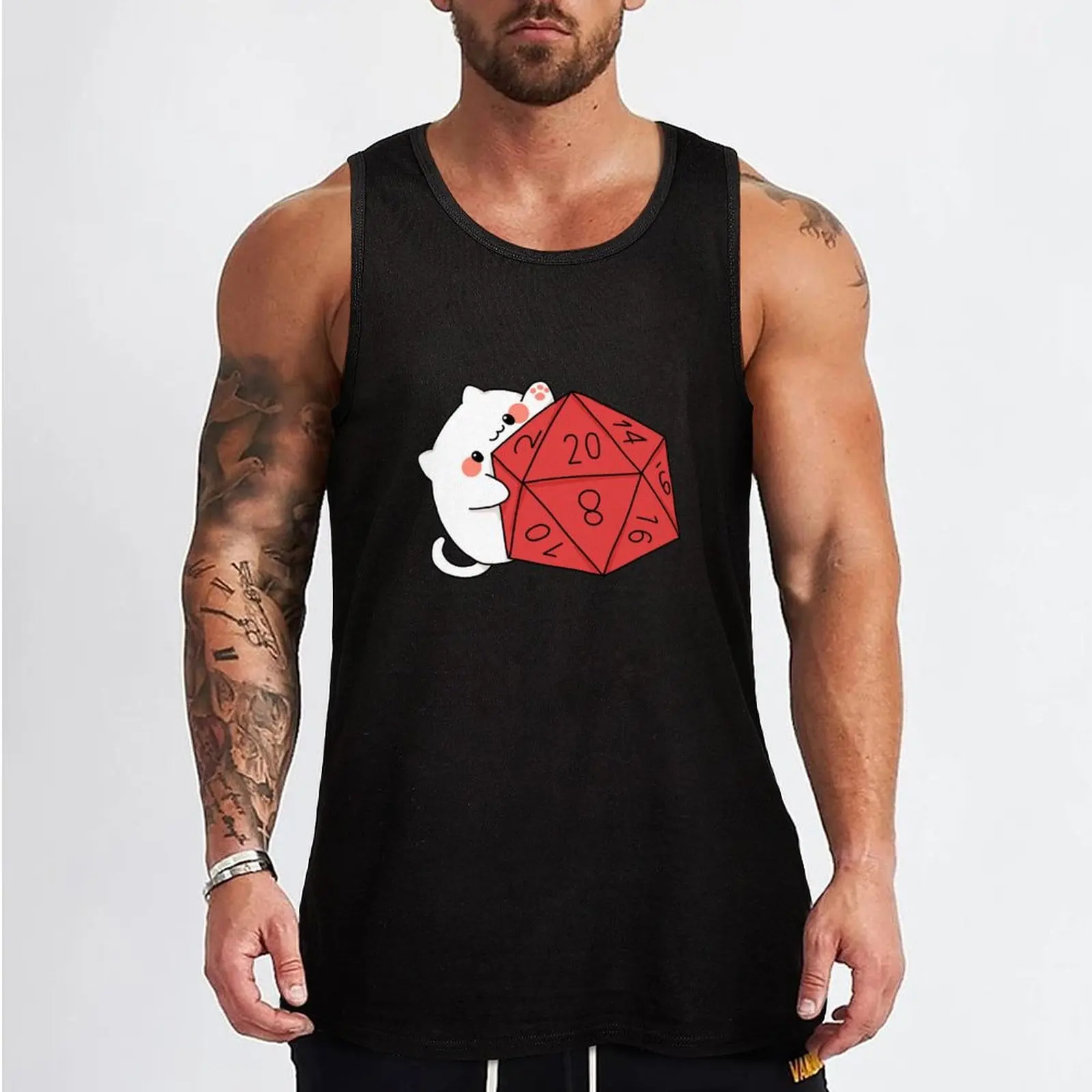 I Love Cat and Dice / Board Games - Cute - Funny - White Cat #2 Tank Top Muscle fit Vest male singlet for men