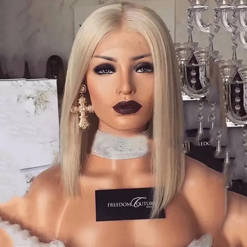 

Woman Party Headwear Short Straight Hair Ball Clothing Match Bob Haircut Wig Lady Center Parting Medium Long Straight Hair