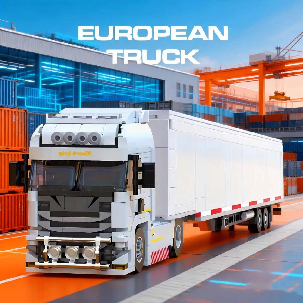 

MOC 421PCS European Truck Head Building Blocks Connectable Container Trailer Model Bricks Diy Toys For Kids Holiday Gifts