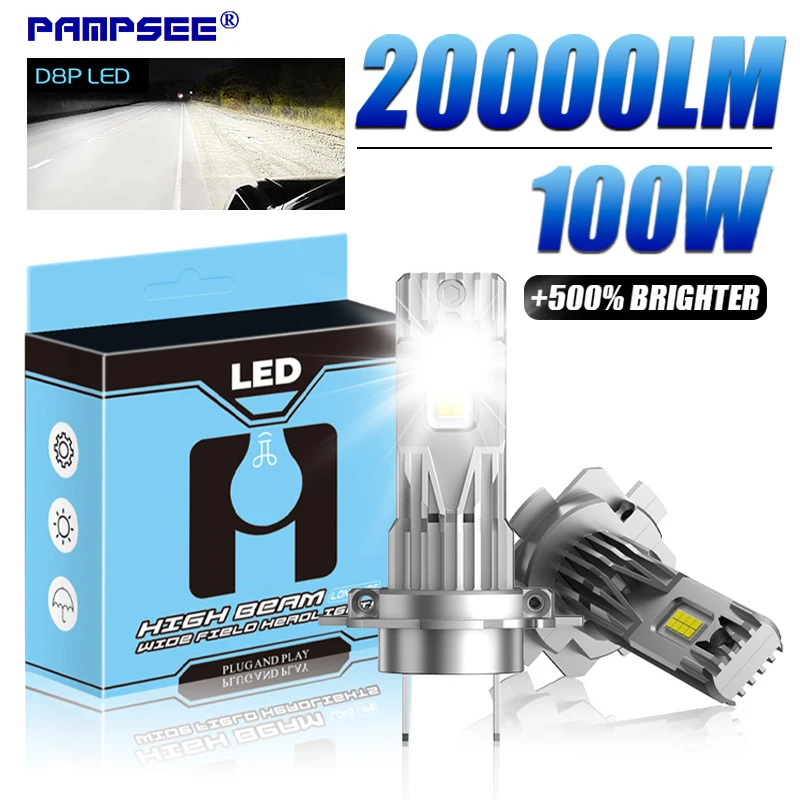

PAMPSEE 2PCS H7 LED Headlight H11 H4 H8 9005 HB3 9006 LED Bulb CSP 100W 20000LM for Toyota Corolla Honda Hyundai Ford Kia D8P