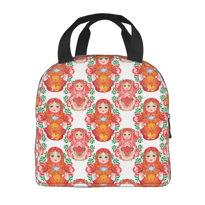 Custom Babushka Matryoshka Russian Doll Lunch Bag Women Warm Cooler Insulated Lunch Box for Children School