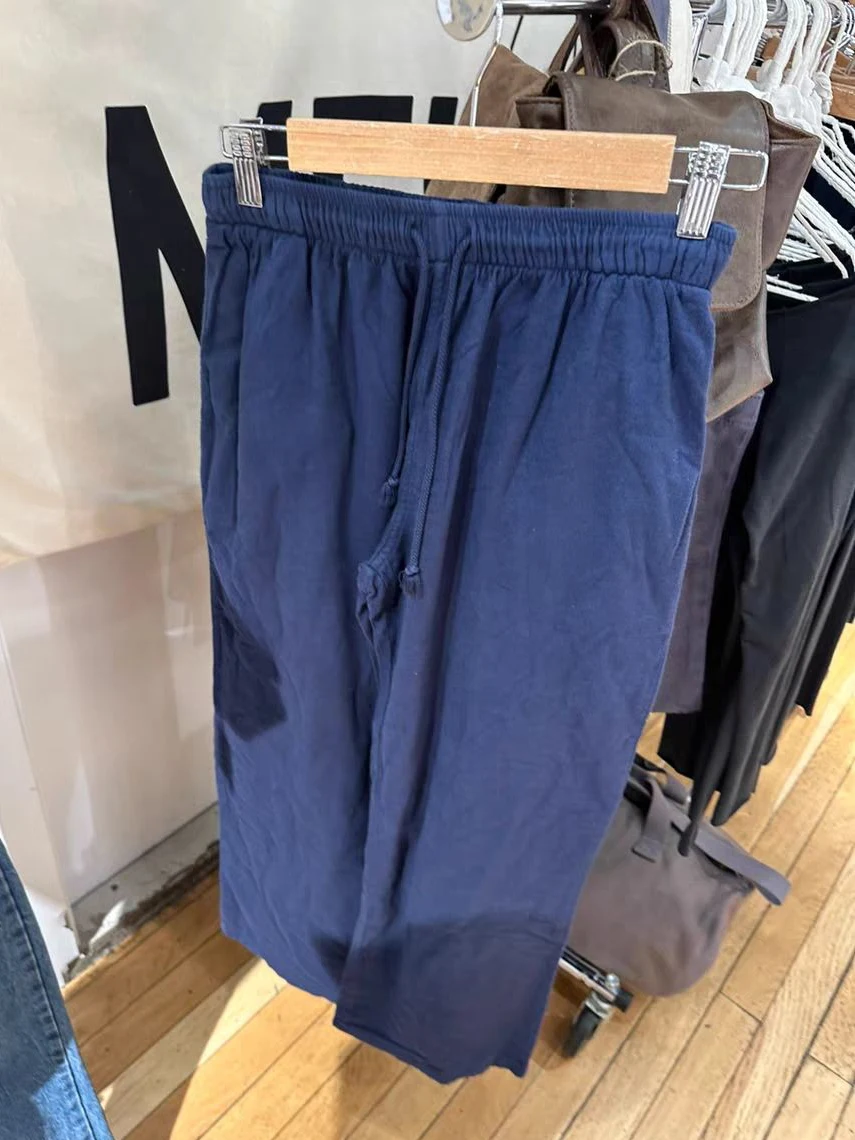 Fashion Navy Drawstring Loose Pants Women Autumn Sexy Low Waist Pockets Straight Long Pant Baggy Streetwear Vintage Trousers Y2K
