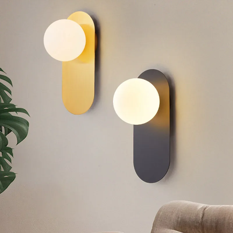 モダンなベッドサイド屋内3dプリントボールledウォールランプ通路ランプ寝室リビングルームウォールライト背景壁装飾ライト