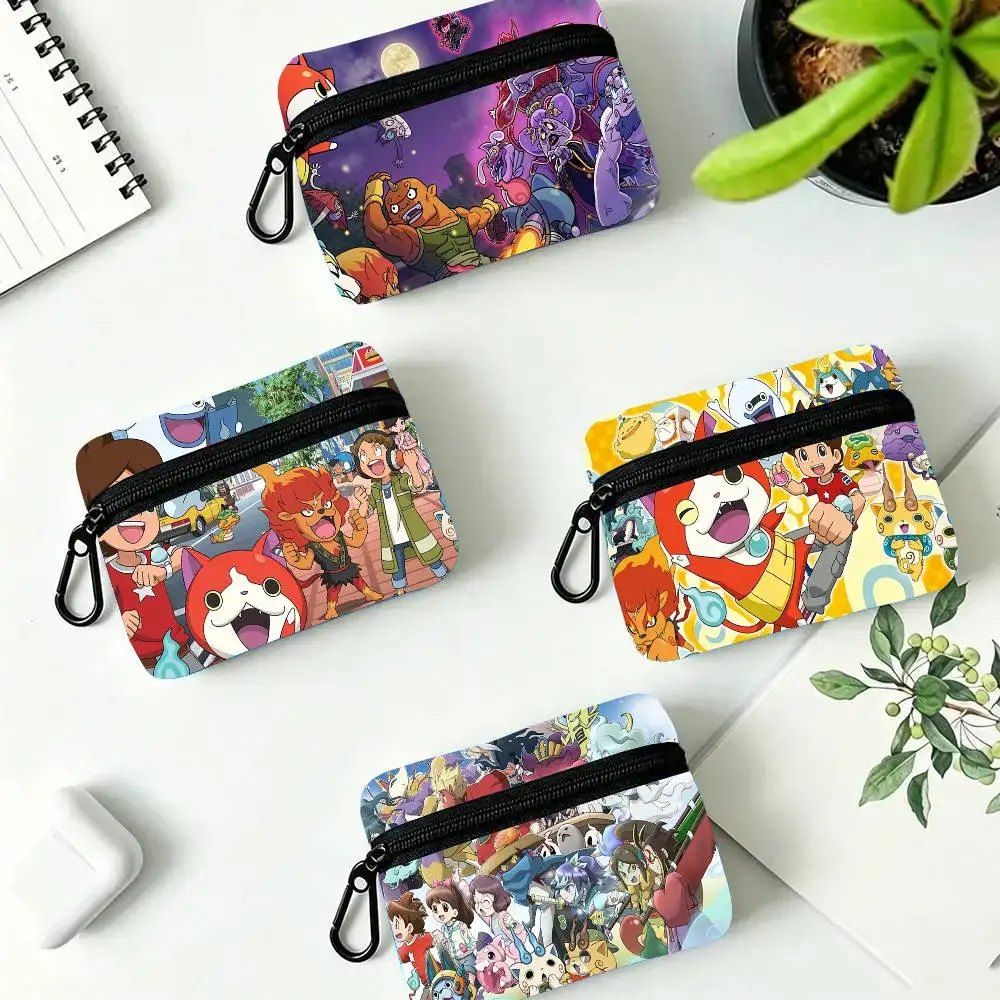 Anime Y-Yo-kai Watch Oxford Fabric Wallet With Zipper Hanging Multifunctional Bag For Credit Cards Keys Coins