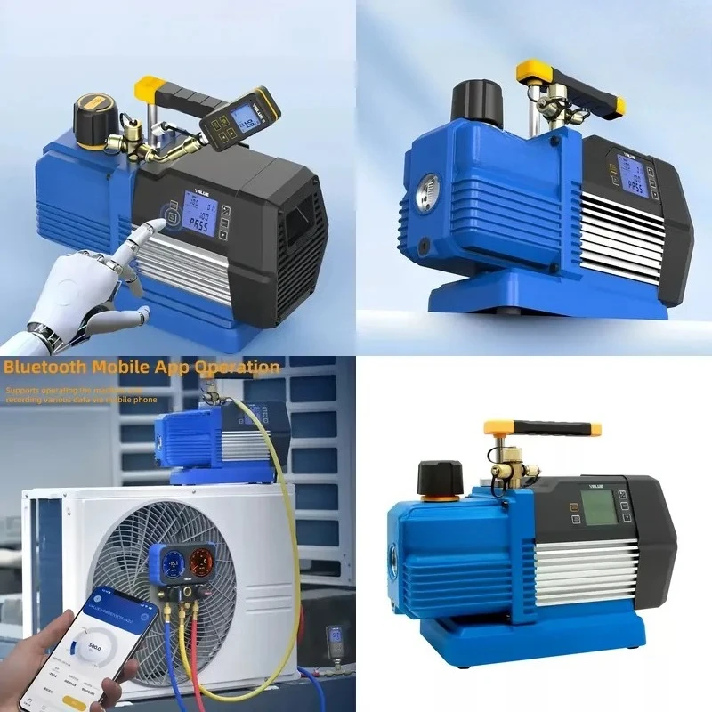 VP8DSV Smart Dual - Stage Refrigeration Vacuum Pump 220V 3/4HP 226L/min Mobile - Operated With Vacuum Gauge
