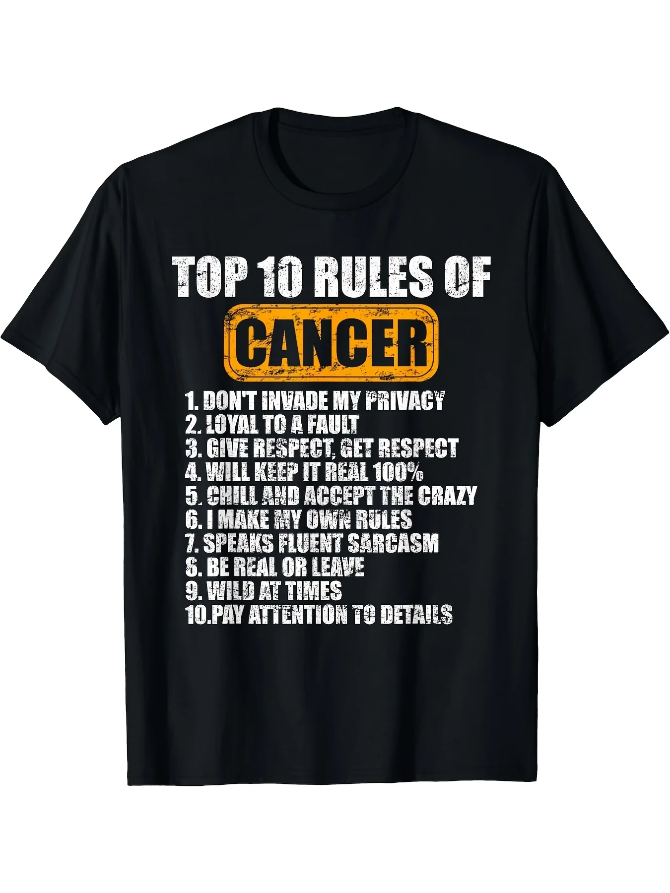 Cancer Zodiac Sign Graphic Tee Short Sleeve Crew Neck TShirt for Men Unisex Perfect Gift for All Seasons0Retro Casual Short-sleeved T-shirt with a Round Neck and Printed Pattern, Suitable for Daily Commuting and Outdoor Activities,