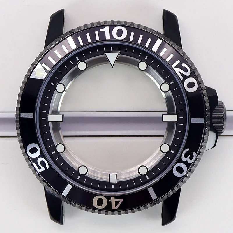 فضي/أسود 42.5 مللي متر حافظة ساعة لـ Mod Starfish T120 Nh35 Nh36 Nh34 Nh38 4R36 حركة 30.5 مللي متر قرص أحادي الاتجاه 120 نقرة #1