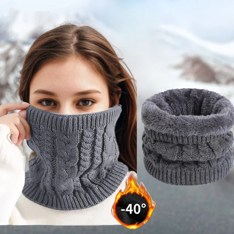 

Вязаные однотонные шарфы, зимний теплый плюшевый шарф с подкладкой на шею, лыжный шарф для лица, утепленный шарф с кольцом для катания на лыжах на открытом воздухе, велоспорт