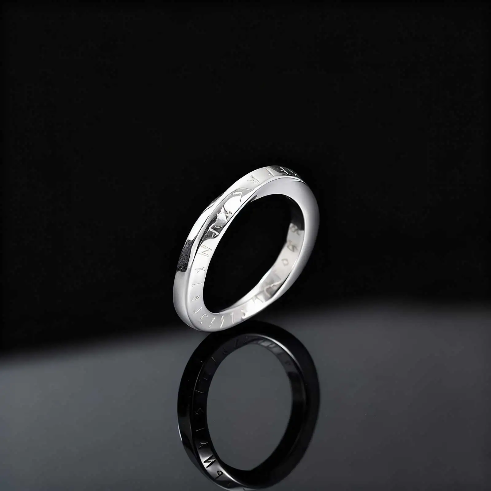Vintage Viking Rune Symbol Mobius Ring for Men, Geometric Twisted Stainless Steel Rings, Fashion Finger Jewelry Size 7-12 view 3