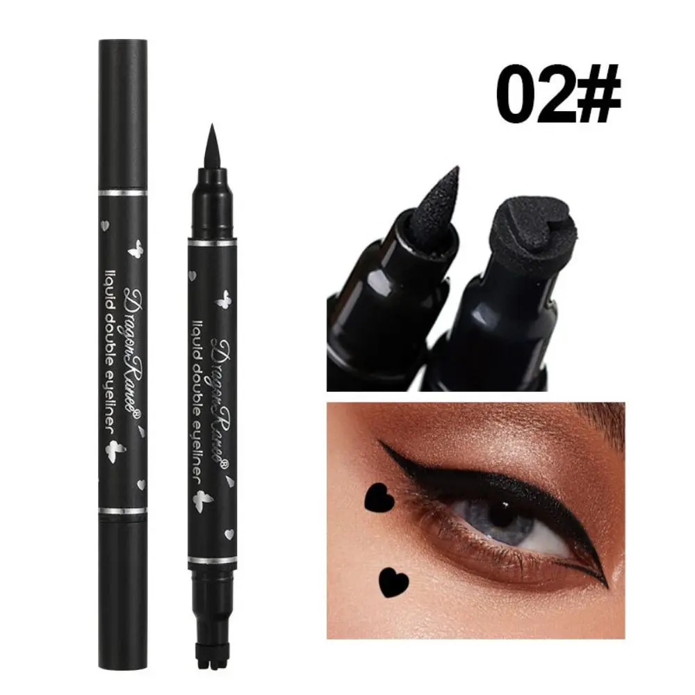 2 szt. Wodoodporny skrzydlaty Eyeliner stempel z podwójną głową w kształcie gwiazdy Eyeliner ołówkiem w kształcie serca w płynie do oczu kosmetyki do makijażu