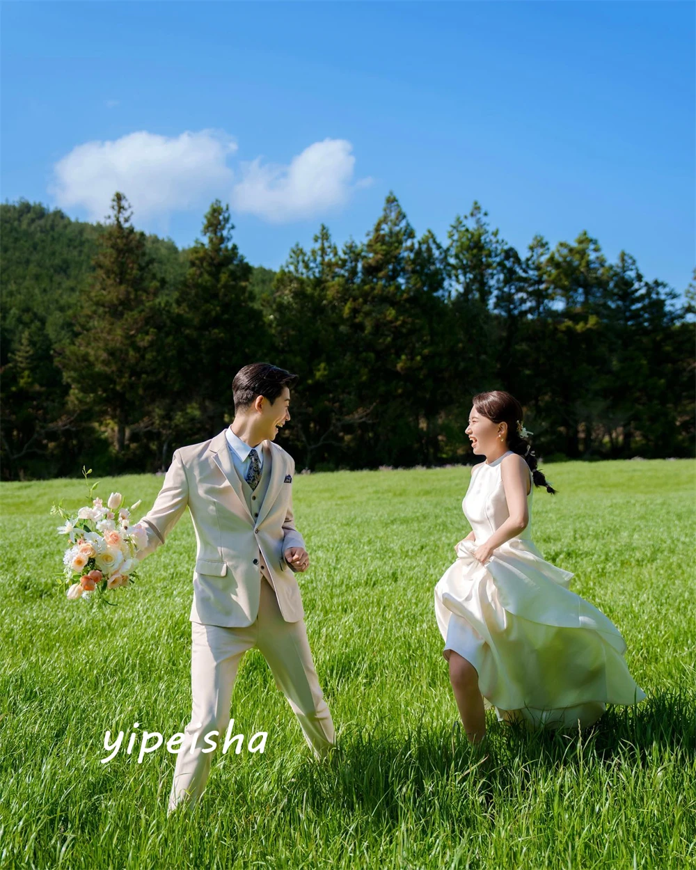 Tamaños elegantes personalizados de Corea disponibles, vestido de baile de cuello alto, faldas hasta el tobillo para fiesta de boda, vestidos de noche Charmeuse