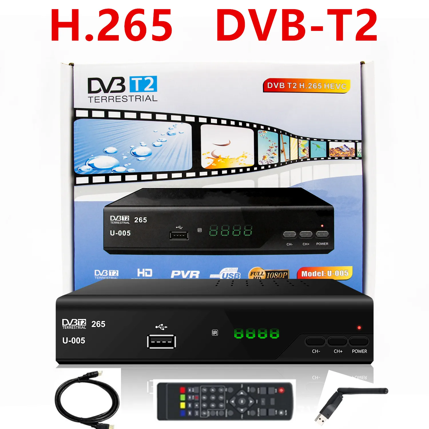 Decodificador de TV Digital terrestre HD, compatible con DVB-T2/H.264, sintonizador Dvb T2, H.265, para MPEG-4 de países de la UE