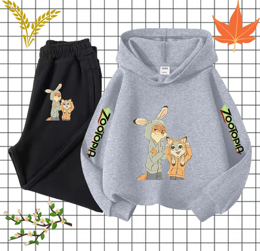 

Disney Zootopia Trendy Kids Outfit Judy And Nick Wilde Girls Christmas Gift Hooded Sweatshirt Cute Animal Print Long Sleeve