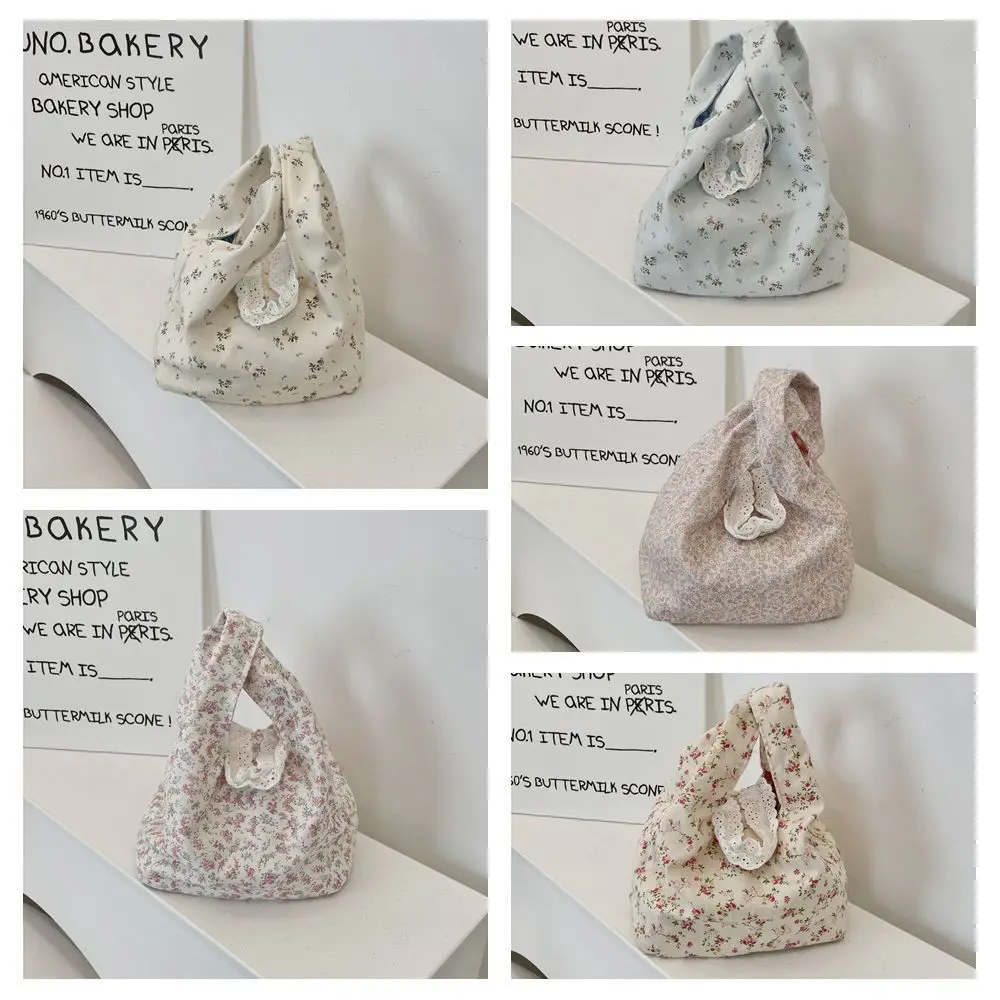 

1 Pc Elegant Fresh Floral Wrist Bag Large Capacity Spring Outing Handbag Portable Women Shoulder Bag