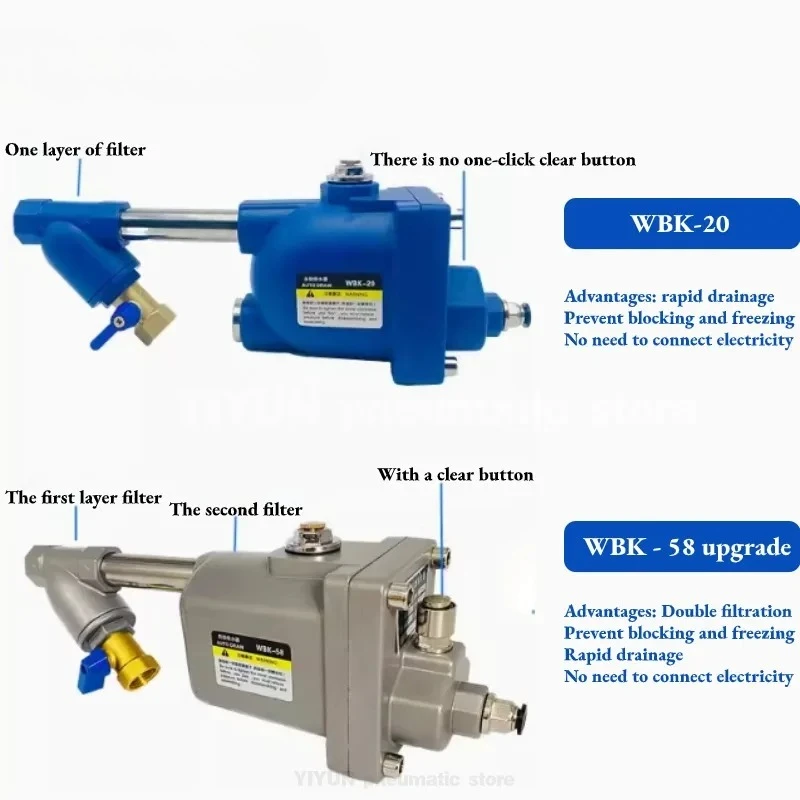 Air tank air compressor automatic drainer WBK - 58/20 on the water pump valve is zero loss rapid automatic drainage