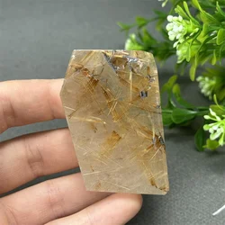 Natural Gemstone Golden Red Hair Quartz Crystal Point Multi-faceted Mineral Energy Aura Healing Meditation Evil Evil Home