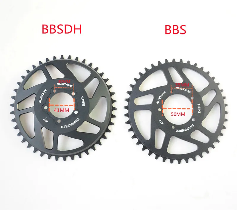 BAFANG 36T/38T/40T/42T/44T/46T/48T/52T rueda de cadena para Motor de accionamiento medio BBS/BBSHD piñón de plato CNC piezas de bicicleta eléctrica