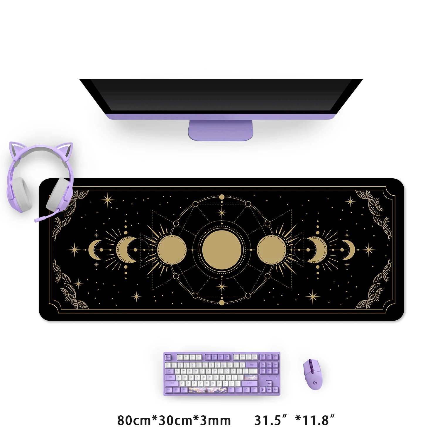Lớn Kawaii Tím Miếng Lót Chuột Chơi Game Pha Mặt Trăng Magic Celestia XXL Bàn Thảm Không Thấm Nước Bọc Chống Trượt Bàn Để Laptop Phụ Kiện