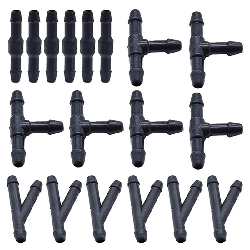 18PCS Windscreen Washer Joiner Pipe Connector I T Piece Straight 3 Way Y Piece Air Fuel Water Petrol Wiper Washer Nozzle Hose