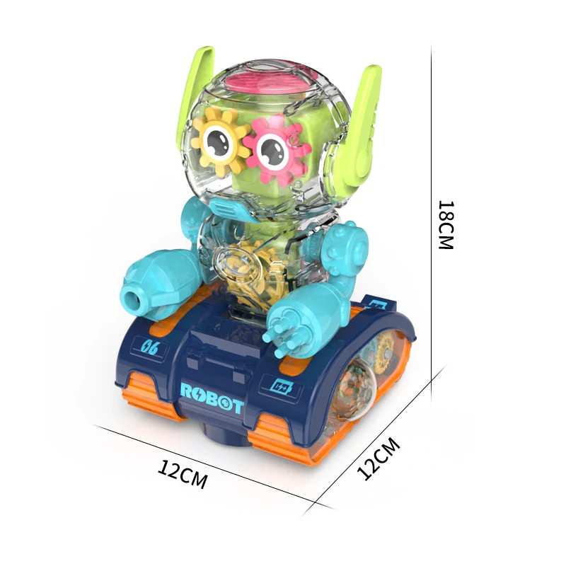 2023 Electric Transparent Gear Robot Universal Educational Interactive Robot With Light Music Toys For Children Xmas Present