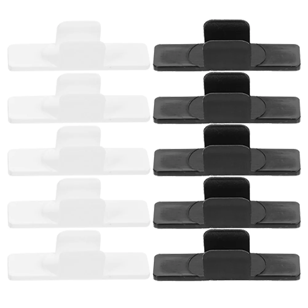 

10 Pcs Clips Holder Black White Plastic ABS Self Adhesive School Office Writing Pen Buckle Fixing Plastic Pencil Clip Clamps