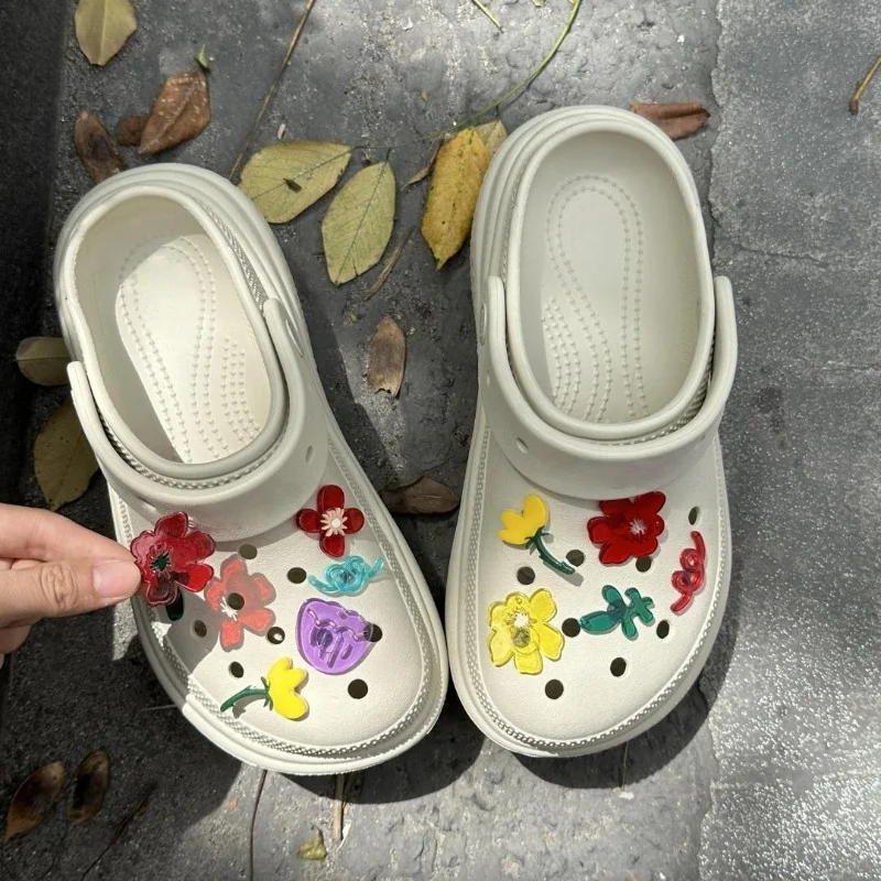 

New JIBBITZ Charms Transparent Crystal Colorful Removable Shoe Flowers For Clogs Compatible With All Clogs Party Gifts