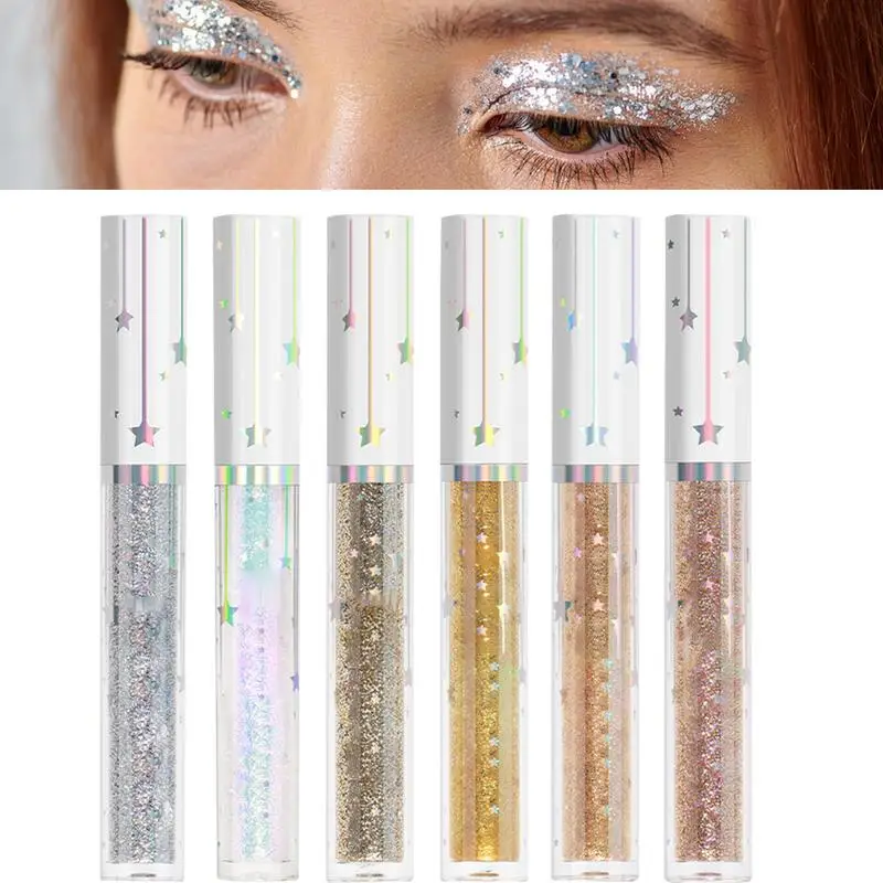 

6pcs Glitter Eyeliners Shiny Eyes Flash Waterproof Long-lasting Durable Makeup Eyeliners Pencil Diamond Glitter Shiny Eyeliners