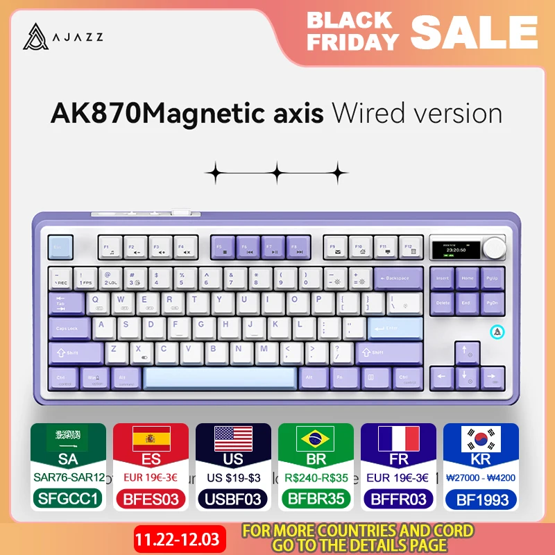 Ajazz AK870 Customized mechanical keyboard Magnetic Switch Wireless Three-mode